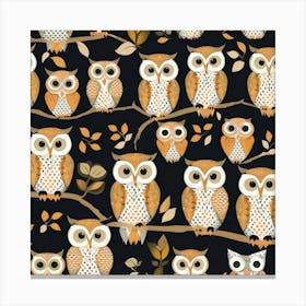Owls On A Branch Canvas Print