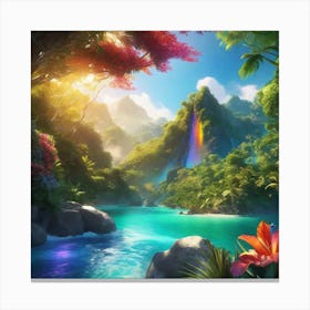 Waterfall In The Jungle 19 Canvas Print