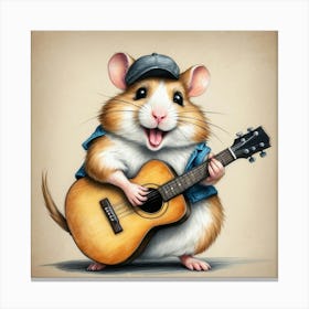 Hamster Playing Guitar 7 Canvas Print