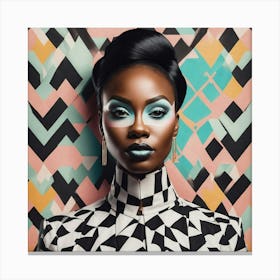 Black Woman In Geometric Pattern Canvas Print