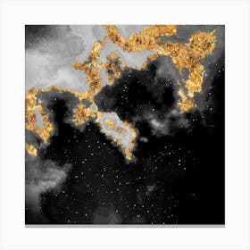 100 Nebulas in Space with Stars Abstract in Black and Gold n.088 Canvas Print