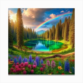 Rainbow In The Forest Canvas Print