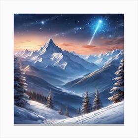 Starry Night In The Mountains Canvas Print