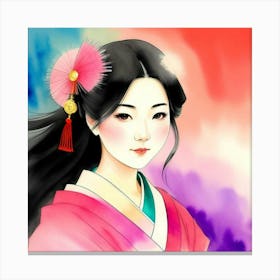 Asian Girl Geisha Canvas Print