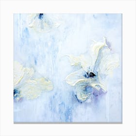 Yellow Flower With Blue Painting Square Canvas Print