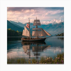 Sailboat On Lake Taupo Canvas Print