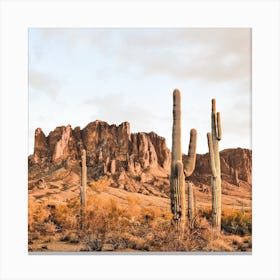 Desert Mountain Scenery Square Canvas Print