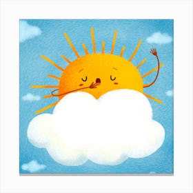 Sleepy Sun Square Canvas Print