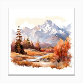 Autumn Landscape Watercolor Painting 4 Canvas Print