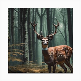 Deer In The Forest 25 Canvas Print