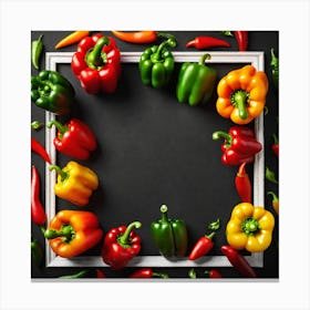 Colorful Peppers In A Frame 17 Canvas Print