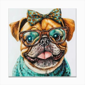 Dog With Glasses 20 Canvas Print