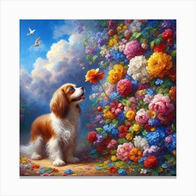 Dog In The Garden Canvas Print