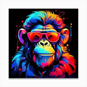 Abstract Retro Neon Colors of The Monkey Canvas Print