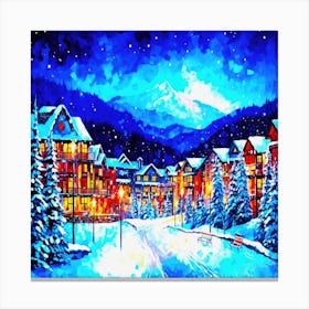 Whistler BC In Snow- Winter Village Canvas Print