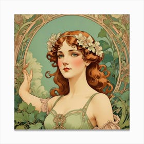 Girl With Flowers Canvas Print