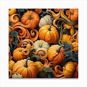 Pumpkins Seamless Pattern Canvas Print