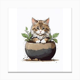 Cat In A Pot Canvas Print