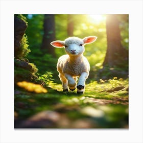 Little Lamb In The Woods Canvas Print