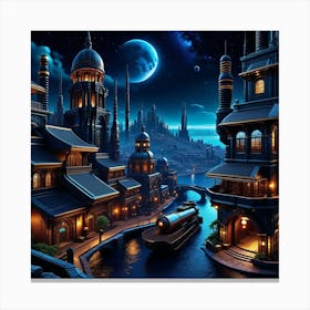 Fantasy City At Night 16 Canvas Print
