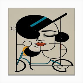 Woman On A Bike Canvas Print