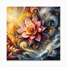 Lotus Flower Painting Canvas Print