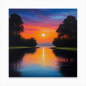 Sunset Over The River 1 Canvas Print