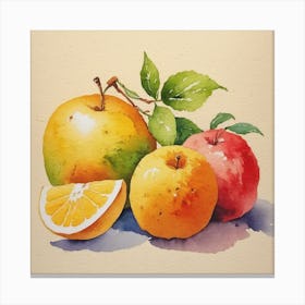Watercolor Of Apples And Oranges Canvas Print