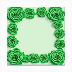 Green Roses Frame 4 Canvas Print