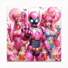 Pink Robots Canvas Print