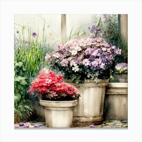 Watercolor Greenhouse Flowers 34 Canvas Print