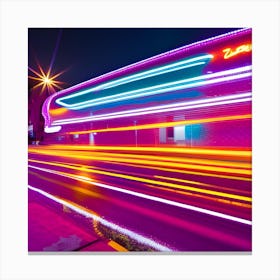 Long Exposure Of Neon Lights Canvas Print