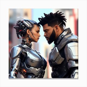 3d Dslr Photography The Weeknd Xo And Mike Dean, Cyberpunk Art, By Krenz Cushart, Wears A Suit Of Power Armor 2 Stampe su tela