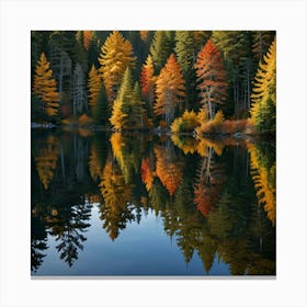 Autumn Trees Reflected In A Lake Canvas Print