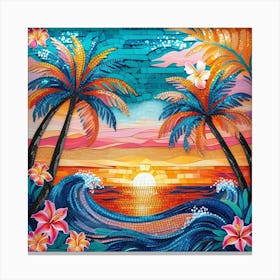 Leonardo Phoenix 10 Vibrant Mosaic Artwork Depicting A Serene 1 Canvas Print