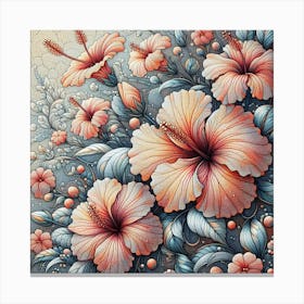 Pattern with Hibiscus flowers 5 Canvas Print