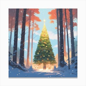 Christmas Tree In The Forest 20 Canvas Print