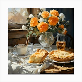 Pie And Flowers Canvas Print