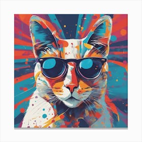 Cat, New Poster For Ray Ban Speed, In The Style Of Psychedelic Figuration, Eiko Ojala, Ian Davenport (2) 1 Canvas Print