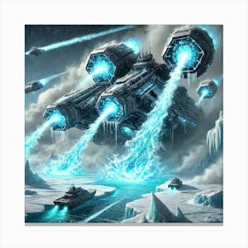 A Futuristic Sci Fi Depiction Of A Frost Barrage I Canvas Print