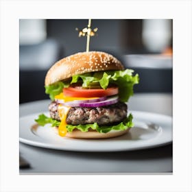 Hamburger On A Plate 33 Canvas Print