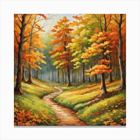 Forest In Autumn In Minimalist Style Square Composition 167 Canvas Print