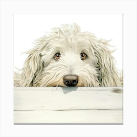 Dog Peeking Over The Fence 7 Canvas Print