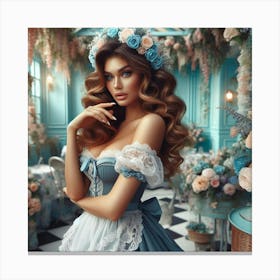 Beautiful Maid In A Blue Dress Toile