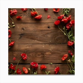 Anzac Day Wooden Table From Above Banner Texture 17 Canvas Print