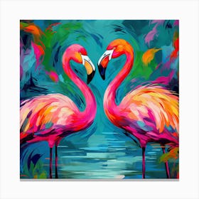 Flamingos In Love 1 Canvas Print