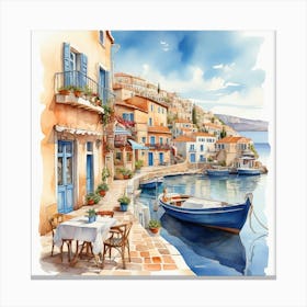 Watercolor Of Greece 1 Canvas Print