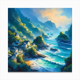 Village By The Sea Canvas Print