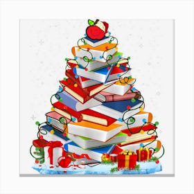 Merry Christmas Library Book Tree Librarian 1 Canvas Print