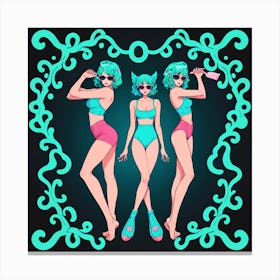 Three Girls In Bikinis 18 Canvas Print